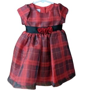 Girls Christmas Dress Size 12 Month Plaid Holiday Marmalatta Red Black Tulle
